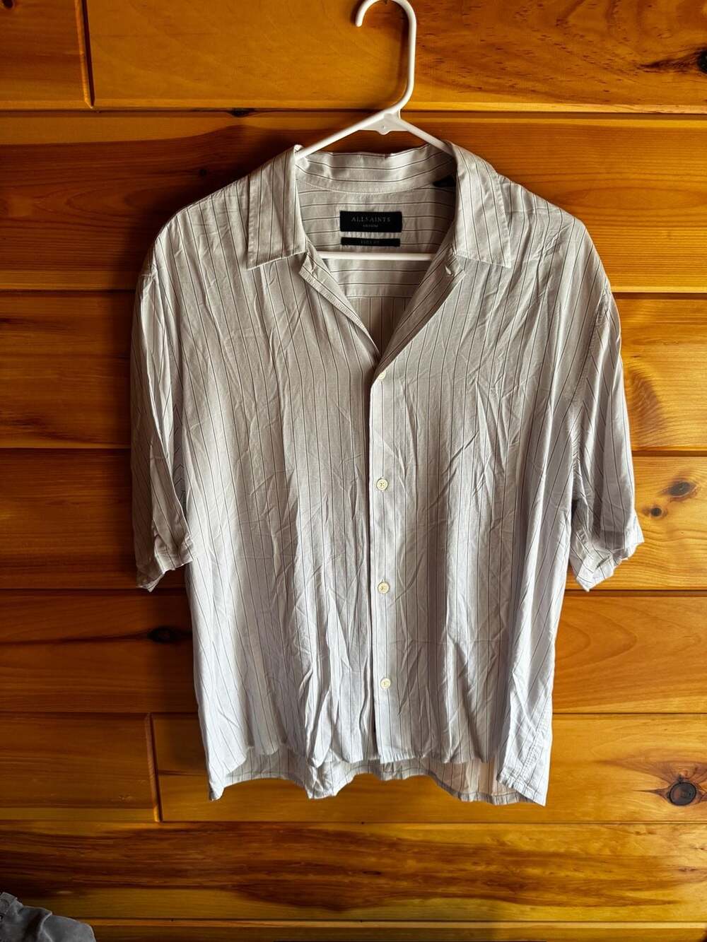 AllSaints Arran Short Sleeve Striped Camp Collar Shirt Size Medium